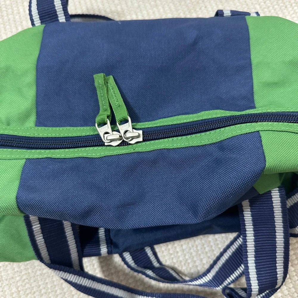 Green Navy Blue Football Helmet Canvas Duffle Bag Sporty Gym Travel Weekend Bag